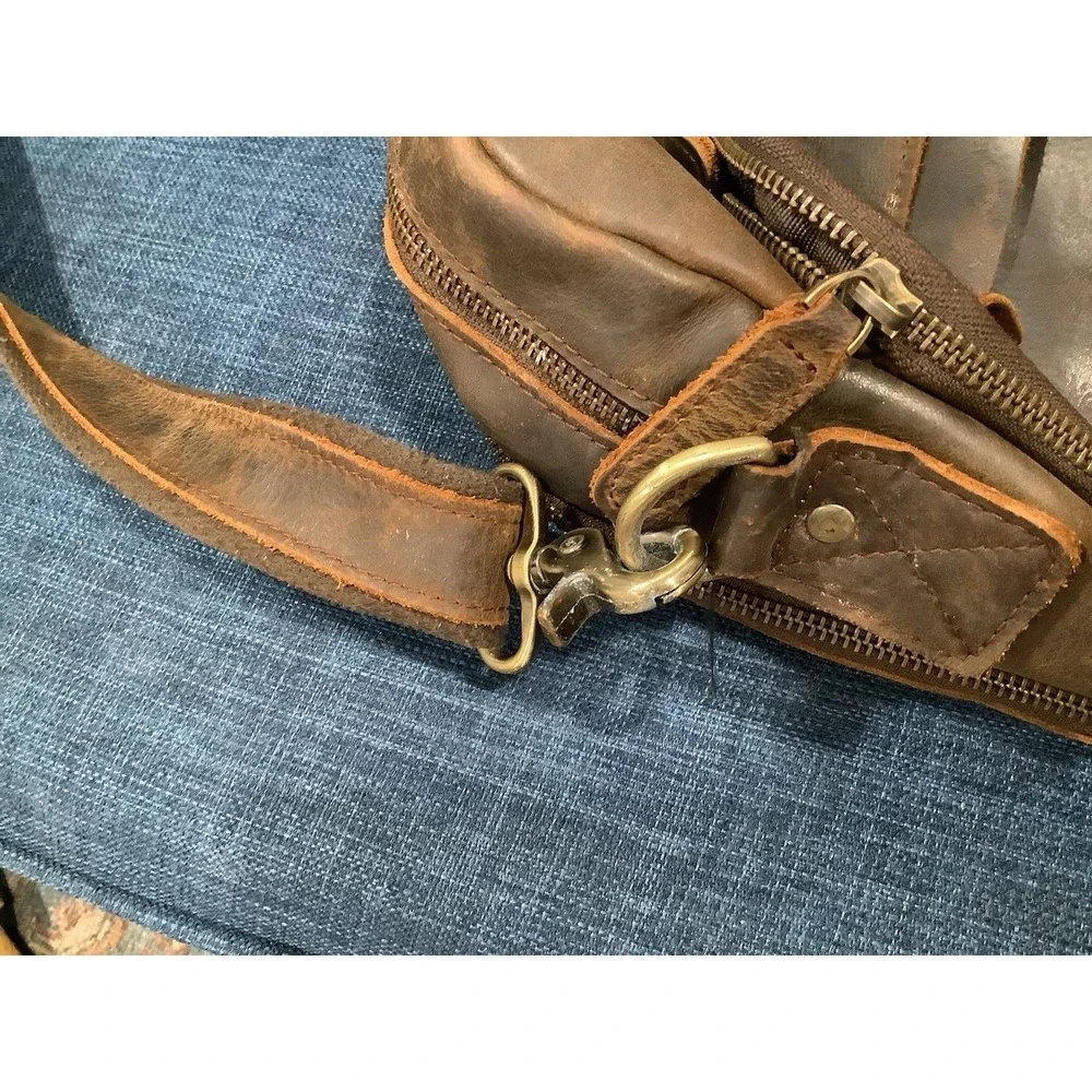 Vintage Genuine Leather Briefcase Men's  Laptop Messenger Bag